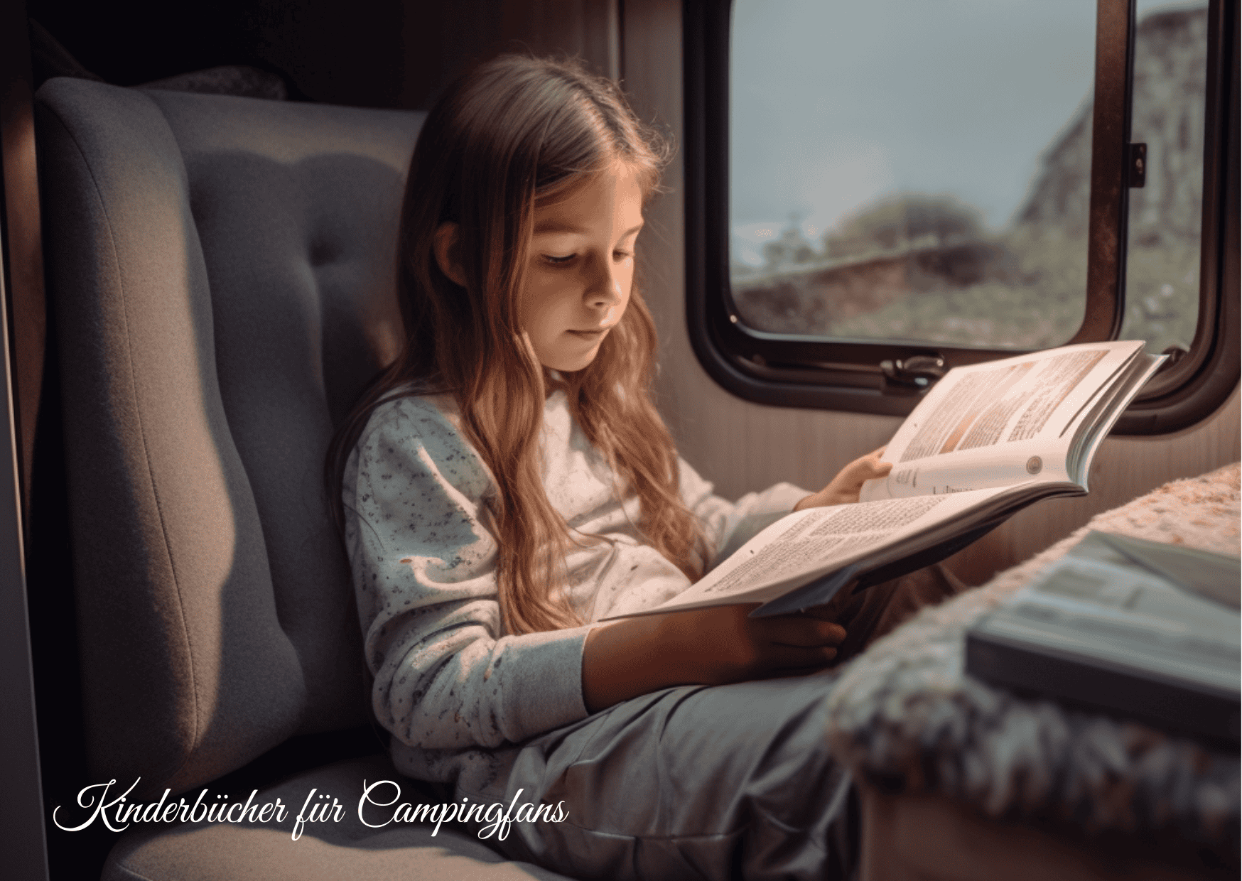 ein Kind sitzt und liest